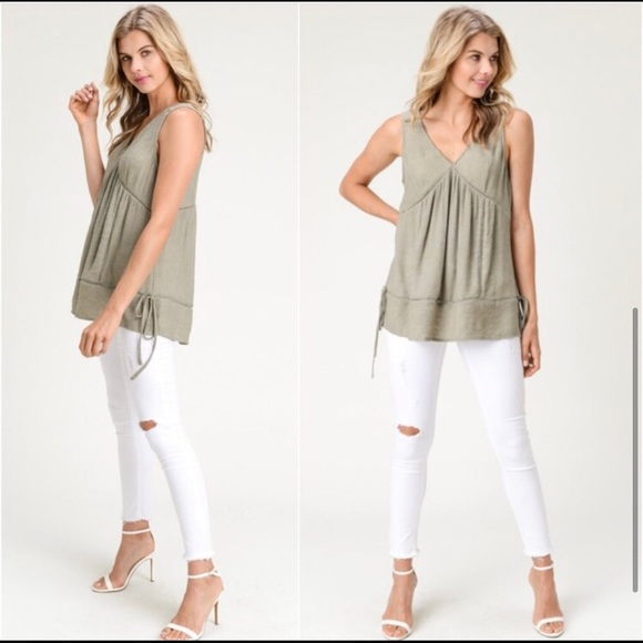 Women’s cute comfy olive spring summer boho lightweight top - Picture 3 of 4